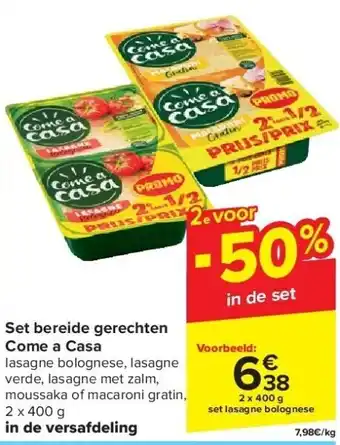 Carrefour Come a Casa Set bereide gerechten 2 x 400g aanbieding