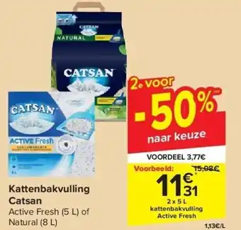 Carrefour Catsan Kattenbakvulling 2 x 5L aanbieding