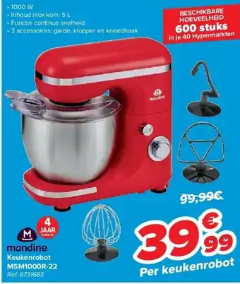 Carrefour Mandine Keukenrobot MSM1000R-22 aanbieding