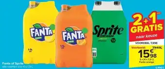 Carrefour Fanta of sprite 3 x (4 x 1.5L) aanbieding