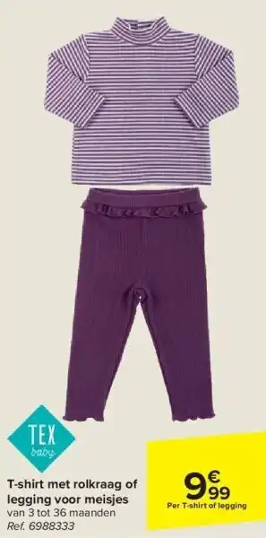 Carrefour T-shirt met rolkraag of legging voor meisjes aanbieding