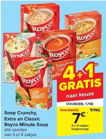 Carrefour royco minute soup Soep crunchy, extra en classic aanbieding