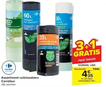 Carrefour Assortiment vuilniszakken carrefour 4 x 20 stuks aanbieding