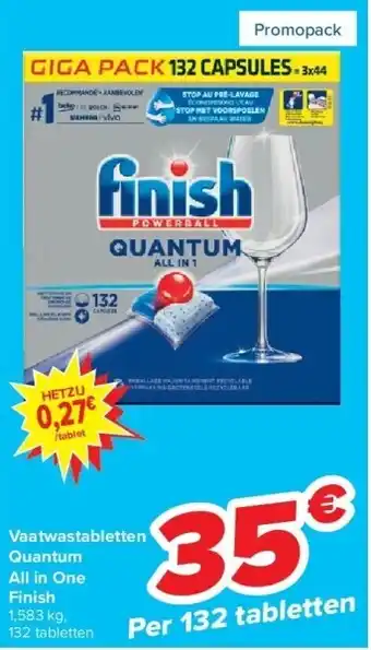 Carrefour Finish Vaatwastabletten quantum All in One aanbieding