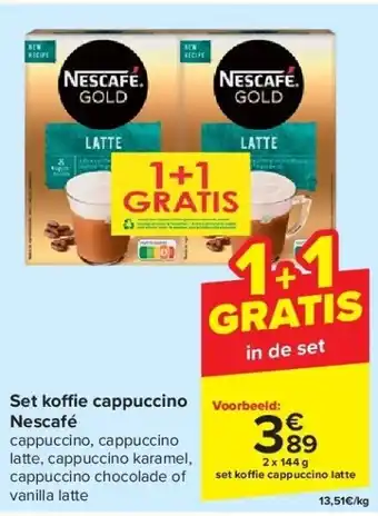 Carrefour Nescafé Set koffie cappuccino 2 x 144g aanbieding