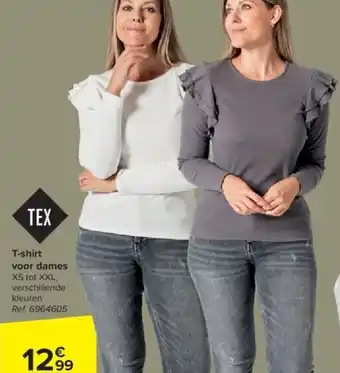 Carrefour T-shirt voor dames XS tot XXL aanbieding