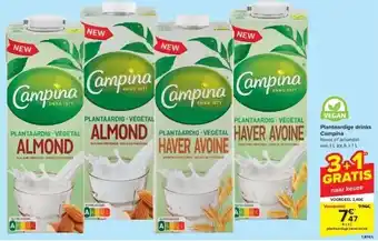 Carrefour Campina Plantaardige drinks 4 x 1L aanbieding
