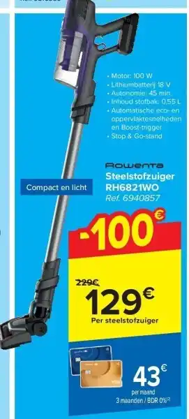 Carrefour Rowenta Steelstofzuiger rh6821wo aanbieding