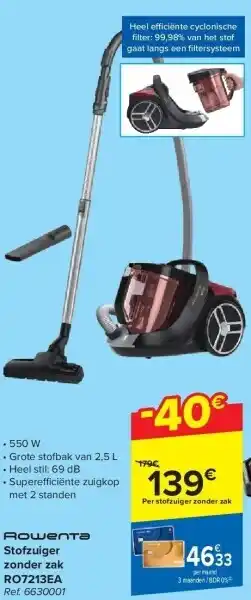 Carrefour Rowenta Stofzuiger zonder zak RO7213EA aanbieding