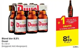 Carrefour Duvel Blond bier 8,5% 6 x 33cl aanbieding