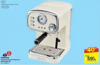 Carrefour Mandine Koffiezetapparaat espresso MEC1100C-20 aanbieding