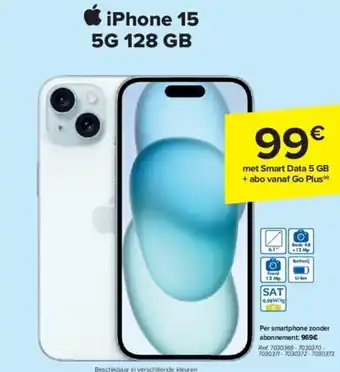 Carrefour iPhone 15 5G 128 GB aanbieding