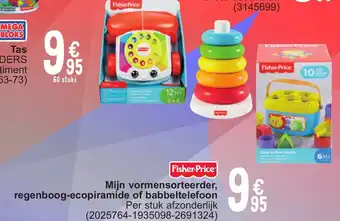 Fisher-Price Mijn vormensorteerder, regenboog-ecopiramide of babbeltelefoon