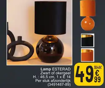 Cora Lamp ESTERAD Zwart of okergeel H.: 46,5 cm, 1 x È 14 aanbieding