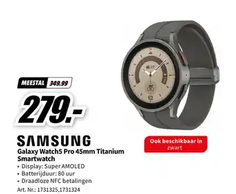 MediaMarkt SAMSUNG Galaxy Watch5 Pro 45mm Titanium Smartwatch aanbieding