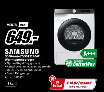 SAMSUNG 5000-serie DV90T5240AT Warmtepompdroger