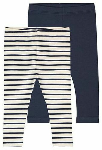 HEMA Babyleggings Effen/streep - 2 Stuks Grijs (grijs)