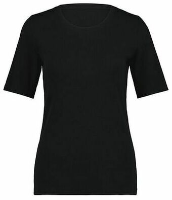 HEMA Dames T-shirt Rib Zwart (zwart)