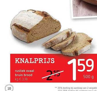Rustiek Ovaal Bruin Brood 500 gram
