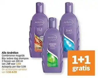 Albert Heijn Andrélon iedere dag shampoo of 2 in 1 shampoo aanbieding