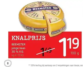 Spar Colruyt Beemster Jonge Kaas 100 gram aanbieding