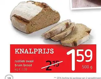 Spar Colruyt Rustiek Ovaal Bruin Brood 500 gram aanbieding
