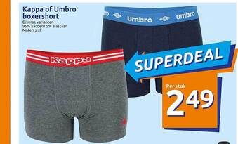 Action Kappa Of Umbro Boxershort aanbieding