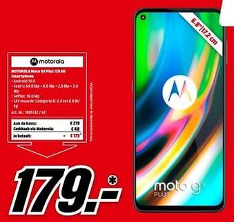 MediaMarkt Motorola moto g9 plus 128 gb smartphone aanbieding