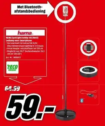 Hama spotlight foldup 102 (4642) ledlamp voor smartphone