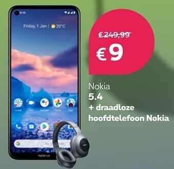Nokia 5.4 + draadloze hoofdtelefoon nokia