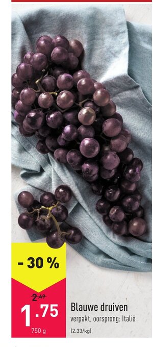 ALDI Blauwe Druiven 750g aanbieding
