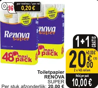 Cora RENOVA Super Toiletpapier 2 x 48rollen aanbieding