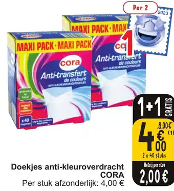 Cora Doekjes anti-kleuroverdracht cora 2 x 40 stuks aanbieding