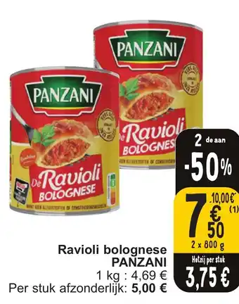 Cora PANZANI Ravioli bolognese 2 x 800g aanbieding