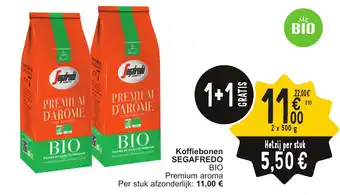 Cora SEGAFREDO BIO Koffiebonen Premium aroma 2 x 500g aanbieding
