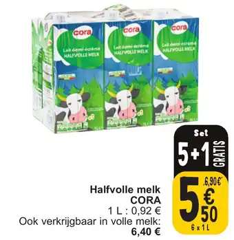 Cora Halfvolle melk CORA 6 x 1L aanbieding