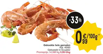 Gekookte hele garnalen 100g