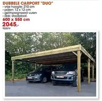 Hubo Dubbele carport duo aanbieding