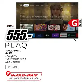 MediaMarkt PEAQ 70GQU-5023C 4K TV aanbieding