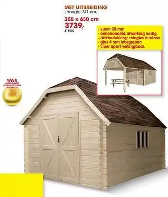 Hubo Houten tuinhuizen met uitbreiding aanbieding