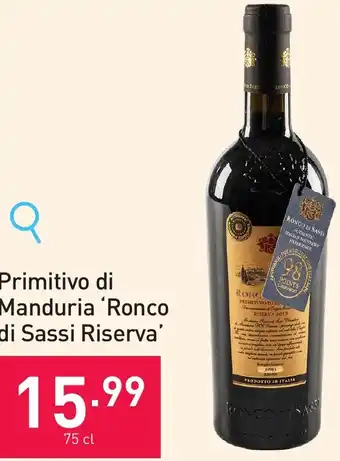 ALDI Primitivo di Manduria 'Ronco di Sassi Riserva' 75 cl aanbieding