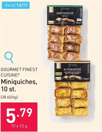 ALDI GOURMET FINEST CUISINE Miniquiches, 10 x 15g aanbieding