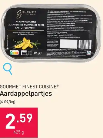 ALDI GOURMET FINEST CUISINE Aardappelpartjes 425g aanbieding
