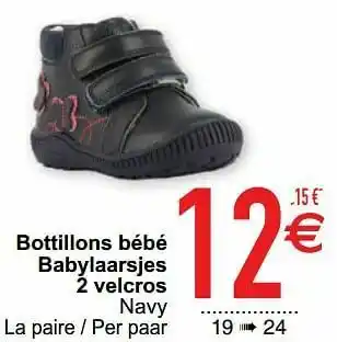 Bottillons bébé babylaarsjes 2 velcros navy