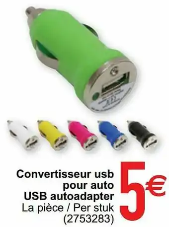 Cora Convertisseur usb pour auto usb autoadapter aanbieding