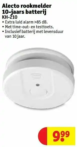 Alecto rookmelder 10-jaars batterij kh-210