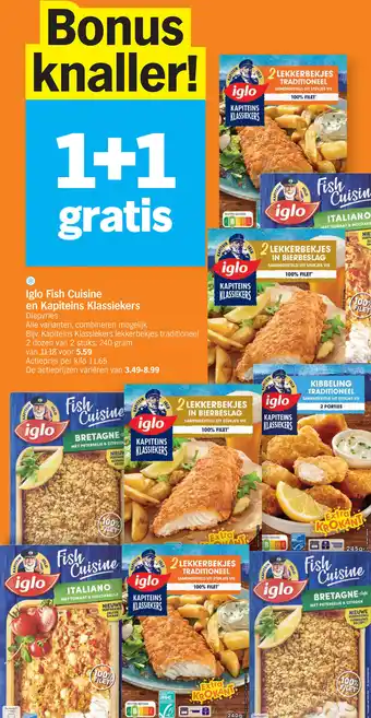 Albert Heijn Iglo Fish Cuisine en Kapiteins Klassiekers aanbieding