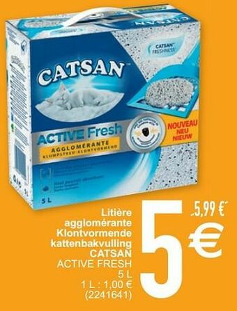 Cora Litière agglomérante klontvormende kattenbakvulling catsan active fresh aanbieding