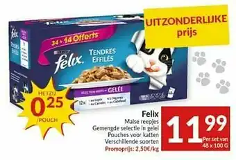 Intermarché Felix malse reepjes gemengde selectie in gelei pouches voor katten aanbieding
