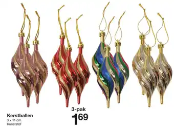 Zeeman Kerstballen 3 x 11 cm. Kunststof 3-pak aanbieding